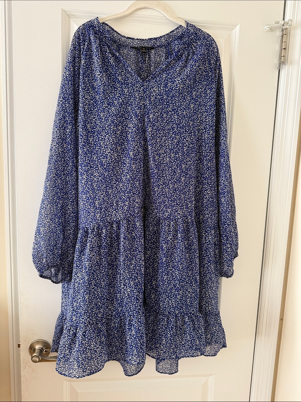 Banana republic factory blue long sleeve mini dress xl extra large